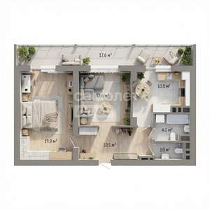 2-к квартира, вторичка, 63м2, 4/19 этаж