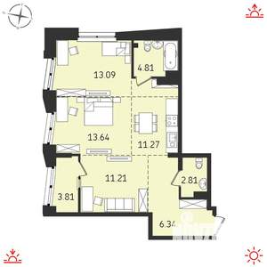 3-к квартира, вторичка, 71м2, 14/19 этаж