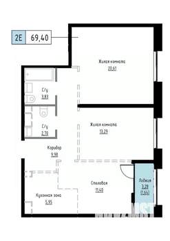 2-к квартира, вторичка, 69м2, 5/17 этаж