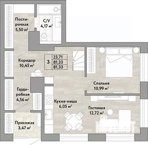 3-к квартира, вторичка, 81м2, 1/22 этаж