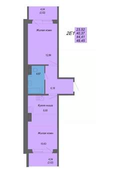 2-к квартира, строящийся дом, 48м2, 8/10 этаж