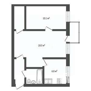 2-к квартира, вторичка, 43м2, 3/5 этаж