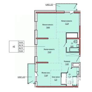 4-к квартира, строящийся дом, 87м2, 23/25 этаж