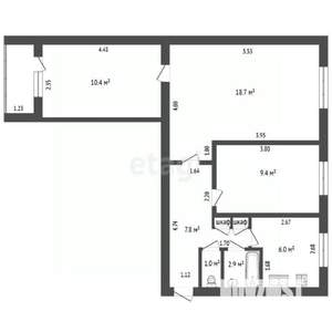 3-к квартира, вторичка, 56м2, 1/9 этаж