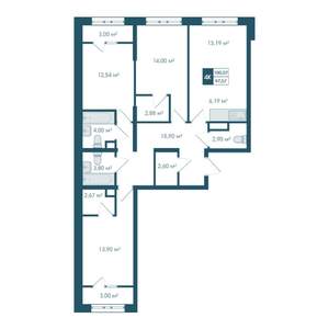 4-к квартира, строящийся дом, 101м2, 8/15 этаж
