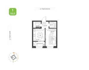 1-к квартира, вторичка, 33м2, 9/9 этаж