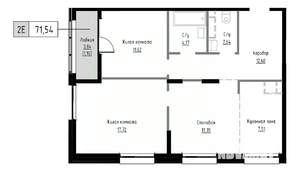 2-к квартира, вторичка, 72м2, 2/9 этаж