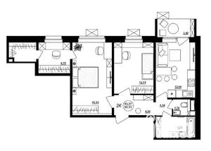 2-к квартира, строящийся дом, 65м2, 5/10 этаж