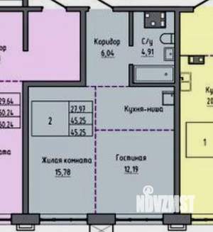 2-к квартира, вторичка, 45м2, 2/23 этаж