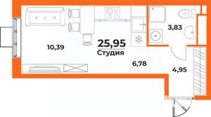 Студия квартира, вторичка, 26м2, 4/10 этаж