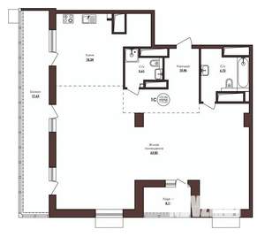 1-к квартира, строящийся дом, 110м2, 22/23 этаж