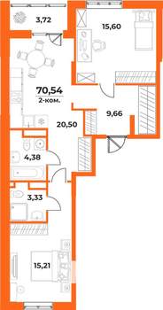 2-к квартира, вторичка, 71м2, 1/10 этаж