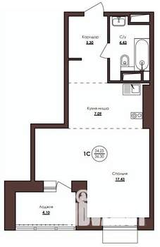 1-к квартира, строящийся дом, 36м2, 2/23 этаж