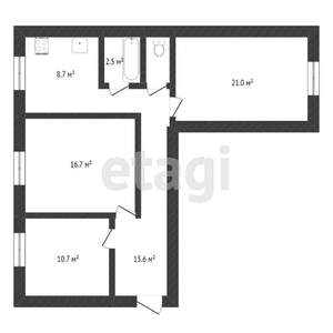 3-к квартира, вторичка, 75м2, 3/4 этаж