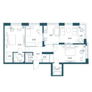 3-к квартира, вторичка, 97м2, 24/25 этаж