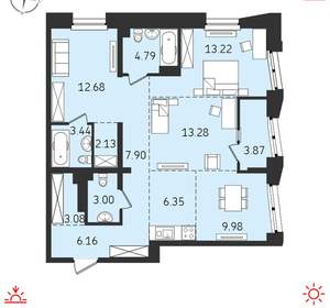 4-к квартира, вторичка, 90м2, 16/19 этаж