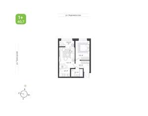 1-к квартира, вторичка, 41м2, 1/9 этаж