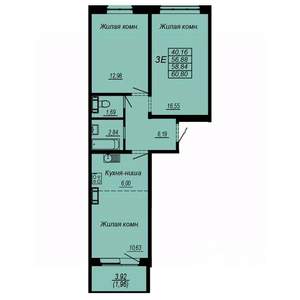 3-к квартира, вторичка, 59м2, 9/10 этаж