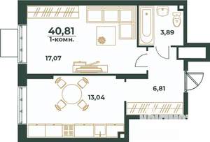 1-к квартира, вторичка, 41м2, 23/24 этаж