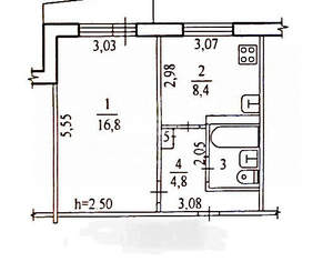 1-к квартира, вторичка, 34м2, 8/9 этаж