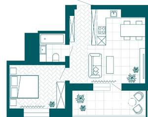 1-к квартира, вторичка, 48м2, 8/23 этаж