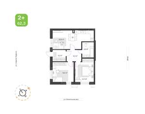 2-к квартира, вторичка, 62м2, 1/24 этаж