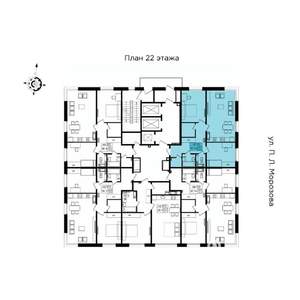 3-к квартира, вторичка, 74м2, 22/22 этаж