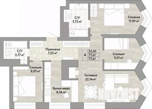 4-к квартира, вторичка, 78м2, 19/22 этаж