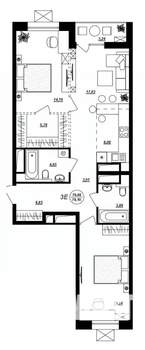 3-к квартира, строящийся дом, 78м2, 6/17 этаж