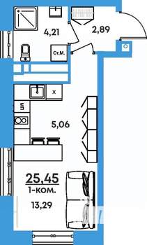 Студия квартира, вторичка, 25м2, 12/17 этаж