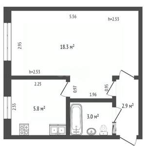 1-к квартира, вторичка, 33м2, 9/9 этаж