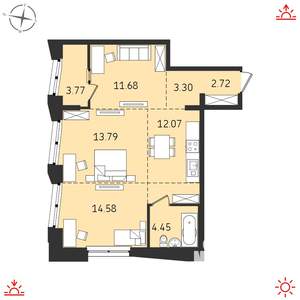 3-к квартира, вторичка, 66м2, 7/19 этаж