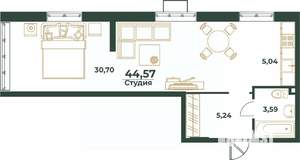 Студия квартира, вторичка, 45м2, 18/24 этаж