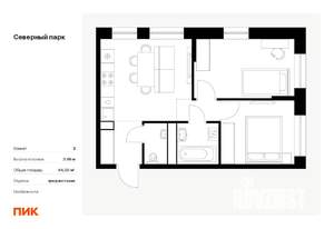 2-к квартира, вторичка, 44м2, 1/10 этаж