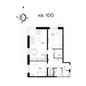 3-к квартира, вторичка, 73м2, 21/22 этаж