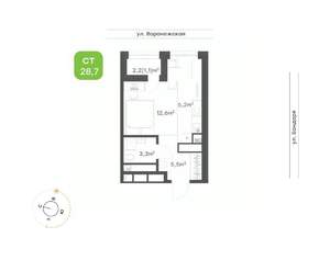 1-к квартира, вторичка, 29м2, 12/20 этаж
