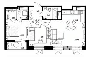3-к квартира, строящийся дом, 63м2, 2/17 этаж