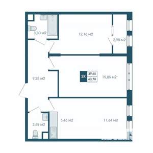 3-к квартира, строящийся дом, 64м2, 5/17 этаж