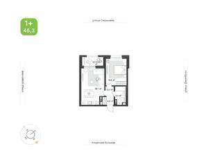 1-к квартира, вторичка, 45м2, 6/13 этаж