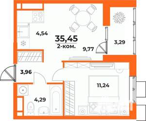 2-к квартира, вторичка, 35м2, 9/10 этаж