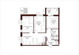 3-к квартира, вторичка, 75м2, 6/19 этаж