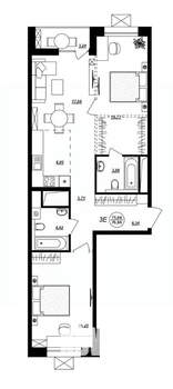 3-к квартира, строящийся дом, 77м2, 4/17 этаж