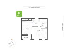 1-к квартира, вторичка, 44м2, 15/16 этаж