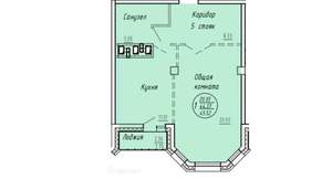1-к квартира, сданный дом, 46м2, 6/10 этаж