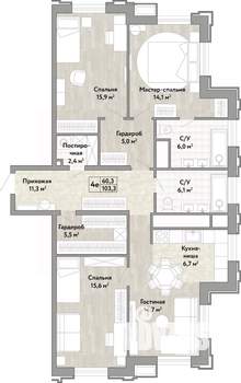 4-к квартира, вторичка, 103м2, 4/21 этаж