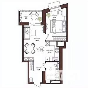1-к квартира, вторичка, 43м2, 11/23 этаж