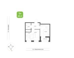 1-к квартира, вторичка, 40м2, 13/20 этаж