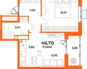 2-к квартира, вторичка, 47м2, 3/10 этаж
