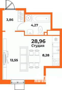 Студия квартира, вторичка, 29м2, 5/10 этаж