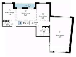 3-к квартира, вторичка, 123м2, 11/23 этаж